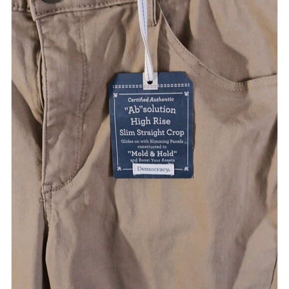 Democracy Pants 16P Women’s Khaki Tan Ab solution high rise slim straight crop - Picture 4 of 7